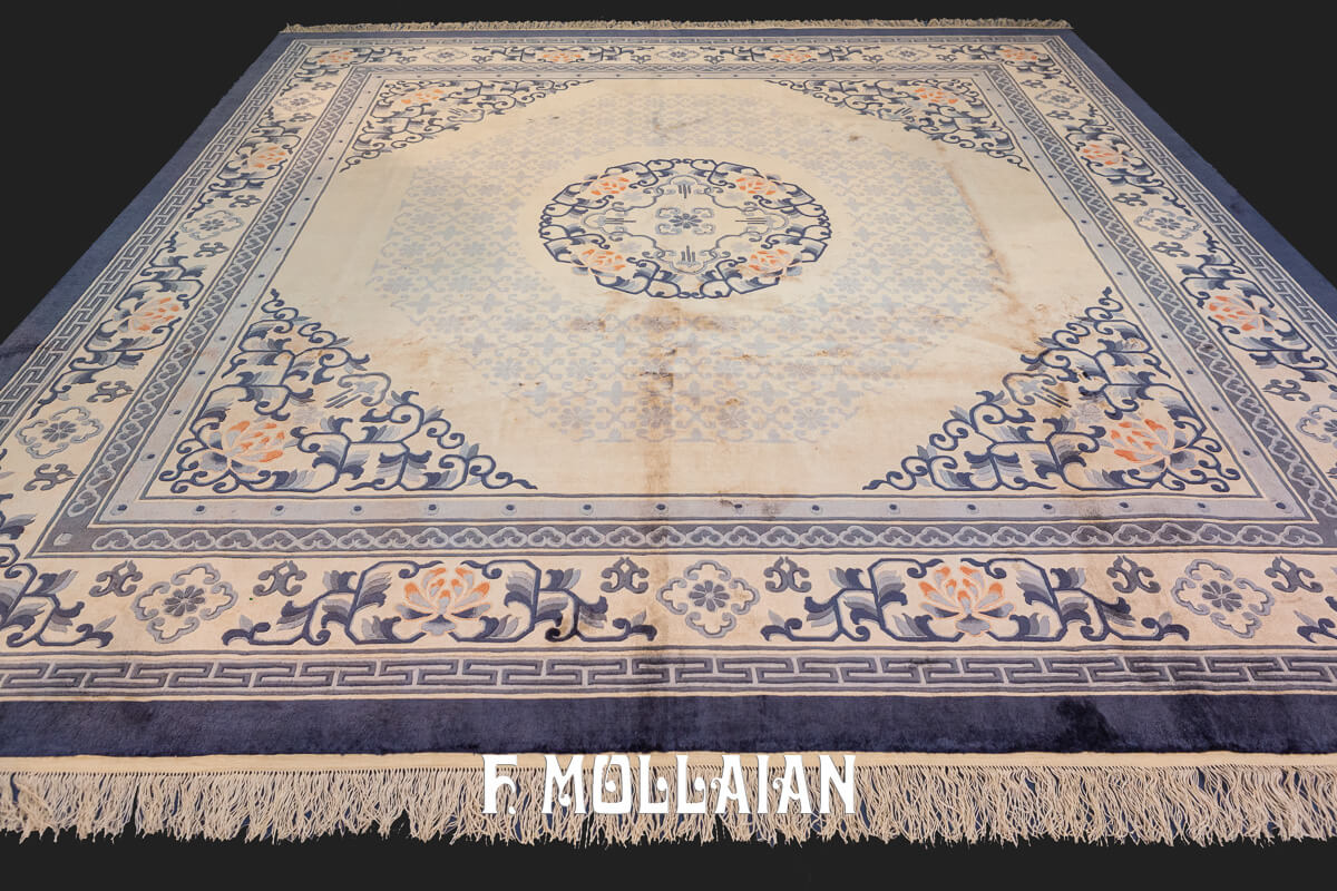 Antique Silk Chinese Rug Beige/Cream n°:445705